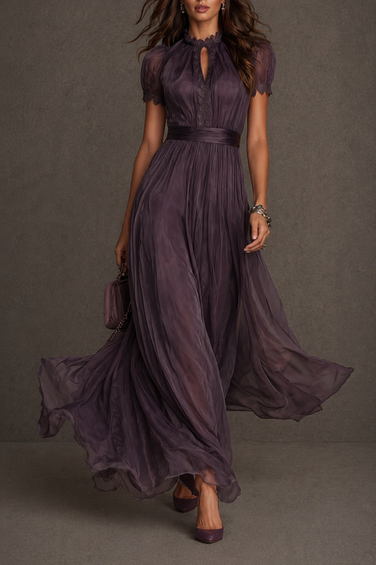 Leticia - Vestido largo de gasa vintage elegante